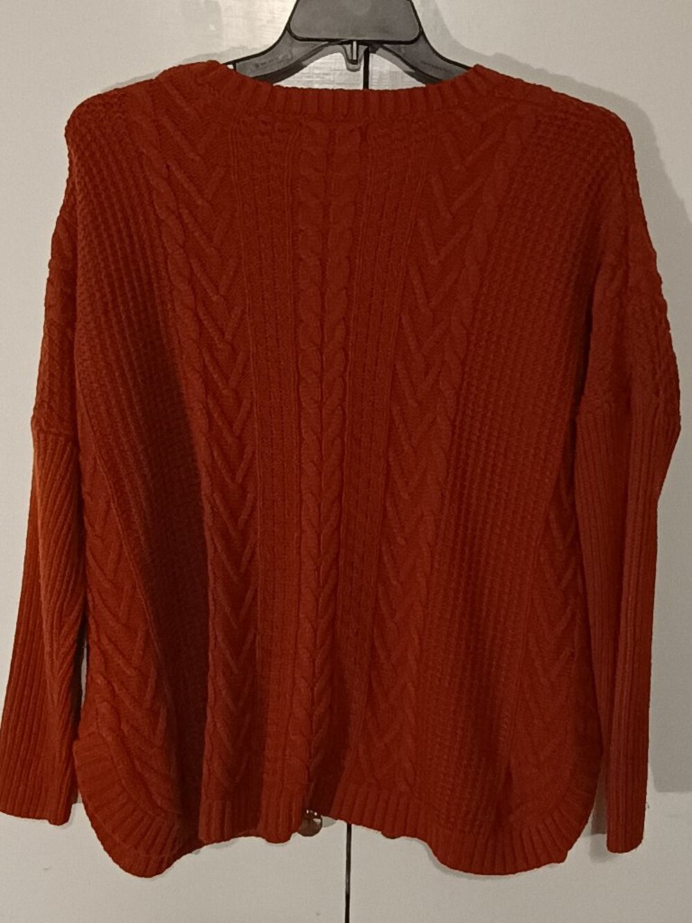 Joseph A Burnt Orange Cable Knit Sweater Women’s Large L Acrylic Crew Neck Pullo - Picture 3 of 7
